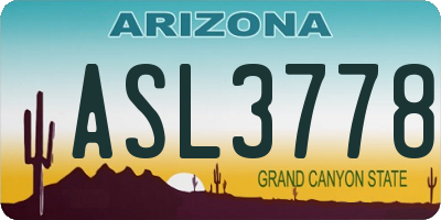 AZ license plate ASL3778
