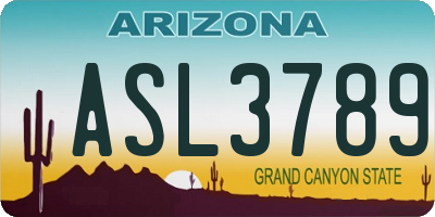 AZ license plate ASL3789