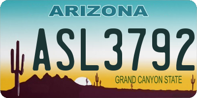 AZ license plate ASL3792