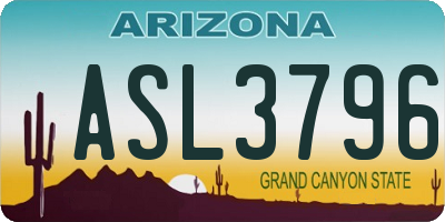 AZ license plate ASL3796