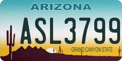AZ license plate ASL3799