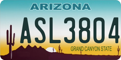 AZ license plate ASL3804