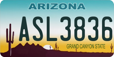AZ license plate ASL3836