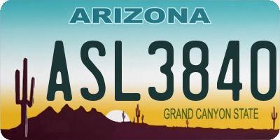 AZ license plate ASL3840