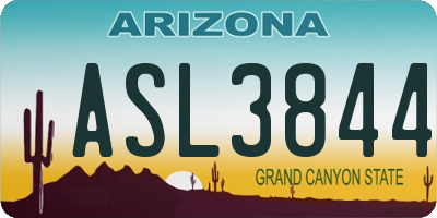 AZ license plate ASL3844