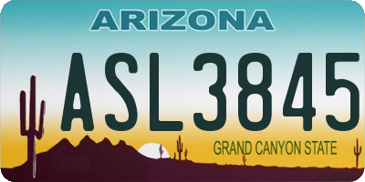 AZ license plate ASL3845
