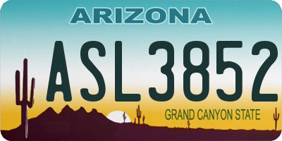 AZ license plate ASL3852