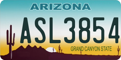 AZ license plate ASL3854