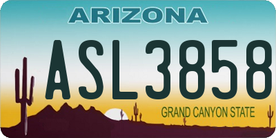 AZ license plate ASL3858