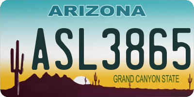 AZ license plate ASL3865