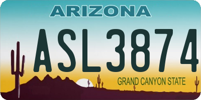 AZ license plate ASL3874