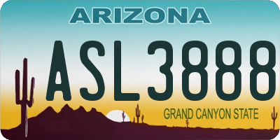 AZ license plate ASL3888