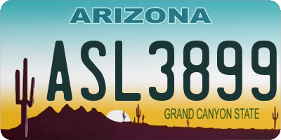 AZ license plate ASL3899