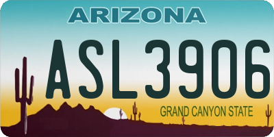 AZ license plate ASL3906
