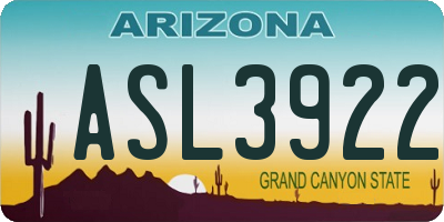 AZ license plate ASL3922