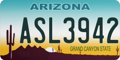 AZ license plate ASL3942