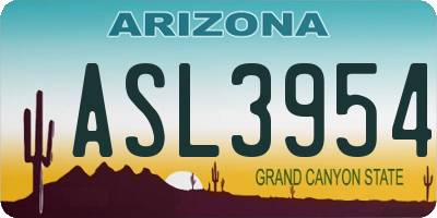 AZ license plate ASL3954