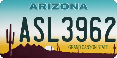 AZ license plate ASL3962