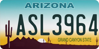 AZ license plate ASL3964
