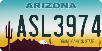 AZ license plate ASL3974