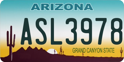 AZ license plate ASL3978