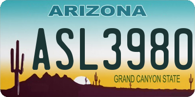 AZ license plate ASL3980