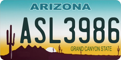 AZ license plate ASL3986