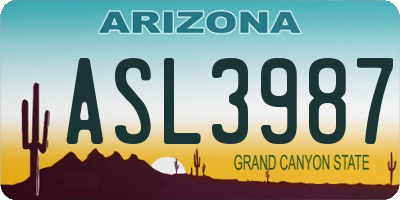 AZ license plate ASL3987