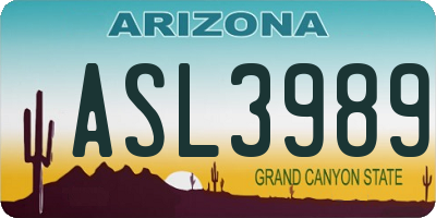 AZ license plate ASL3989
