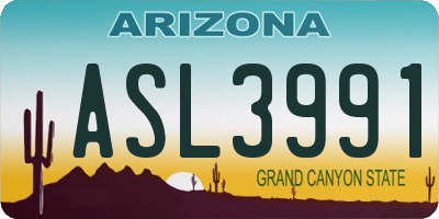 AZ license plate ASL3991