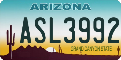 AZ license plate ASL3992