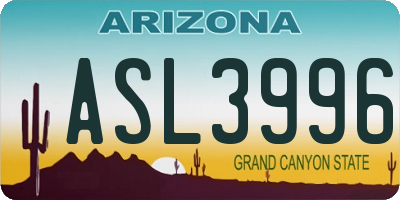 AZ license plate ASL3996