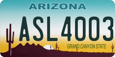 AZ license plate ASL4003