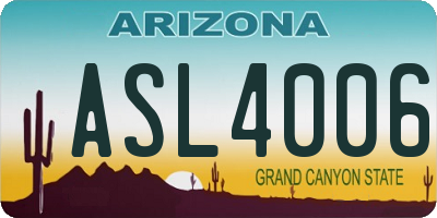 AZ license plate ASL4006