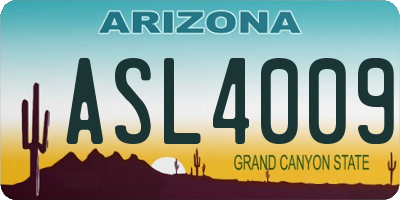 AZ license plate ASL4009