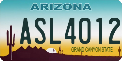 AZ license plate ASL4012