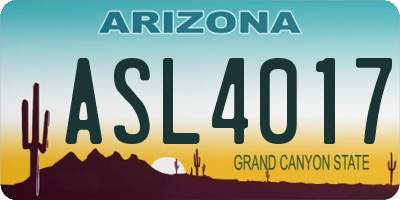AZ license plate ASL4017