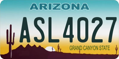 AZ license plate ASL4027