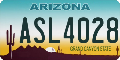 AZ license plate ASL4028