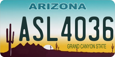 AZ license plate ASL4036