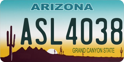 AZ license plate ASL4038