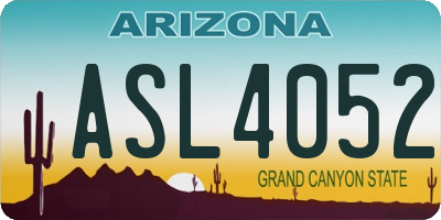 AZ license plate ASL4052