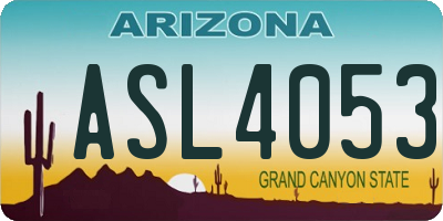 AZ license plate ASL4053