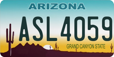 AZ license plate ASL4059