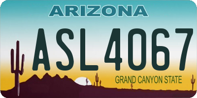AZ license plate ASL4067