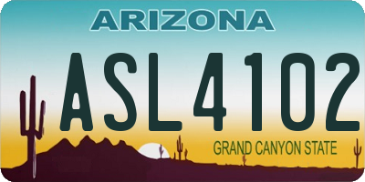 AZ license plate ASL4102