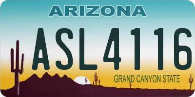 AZ license plate ASL4116