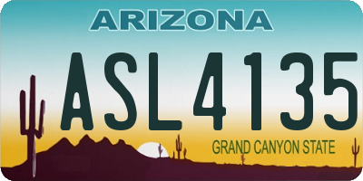 AZ license plate ASL4135