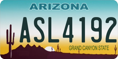 AZ license plate ASL4192
