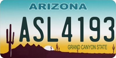 AZ license plate ASL4193
